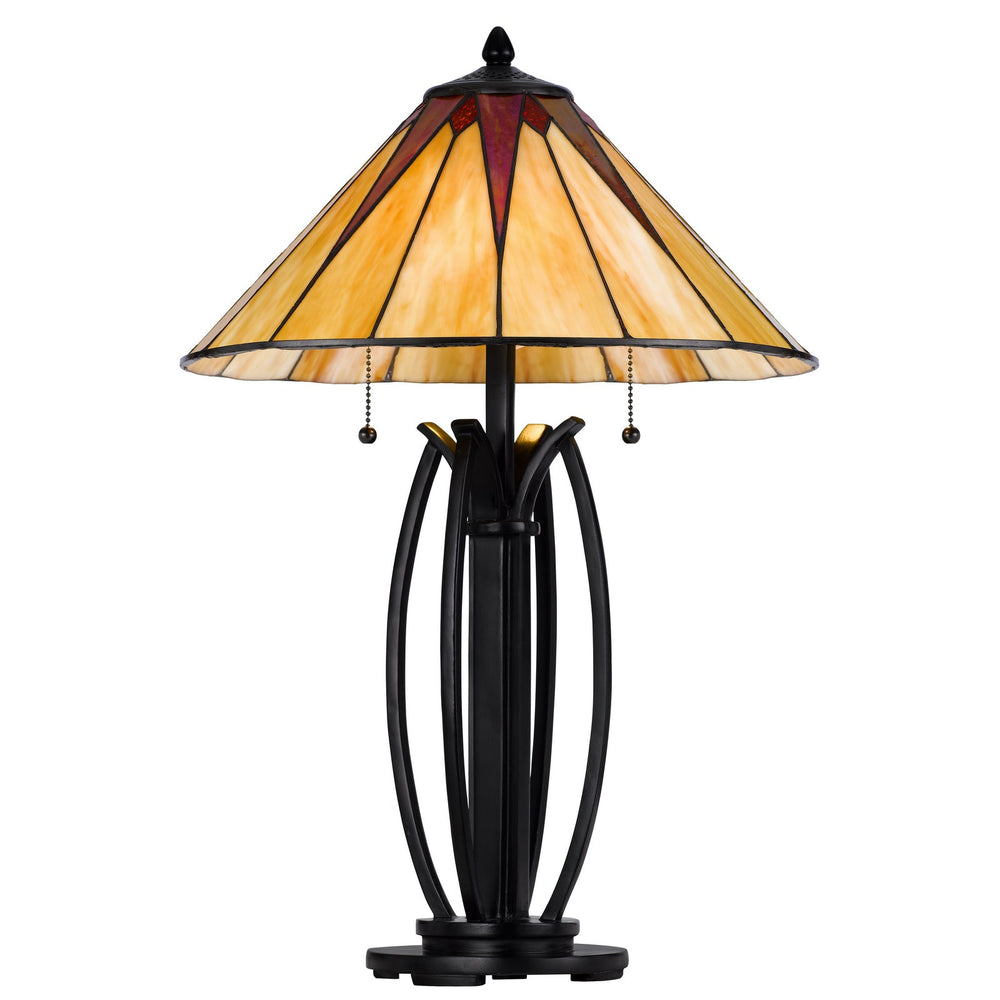 60W X 2 METAL/RESIN TIFFANY TABLE LAMP WITH PULL CHAIN SWITCHES Cal Lighting