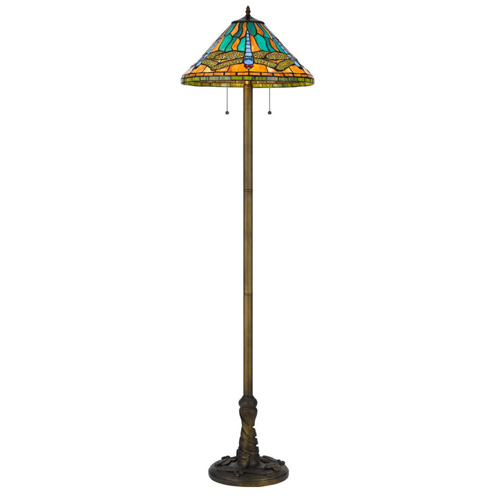 60W X 2 METAL/RESIN TIFFANY TABLE LAMP WITH PULL CHAIN SWITCHES Cal Lighting