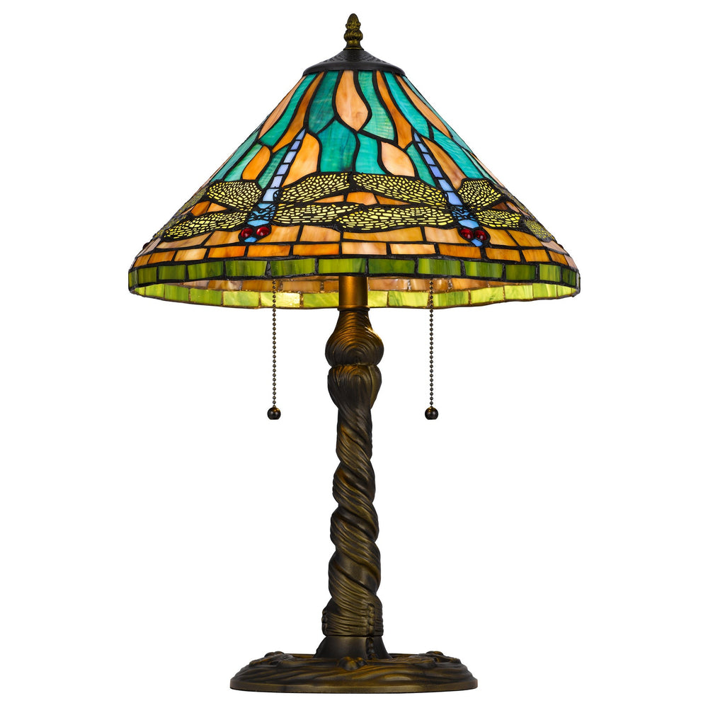 60W X 2 METAL/RESIN TIFFANY TABLE LAMP WITH PULL CHAIN SWITCHES Cal Lighting