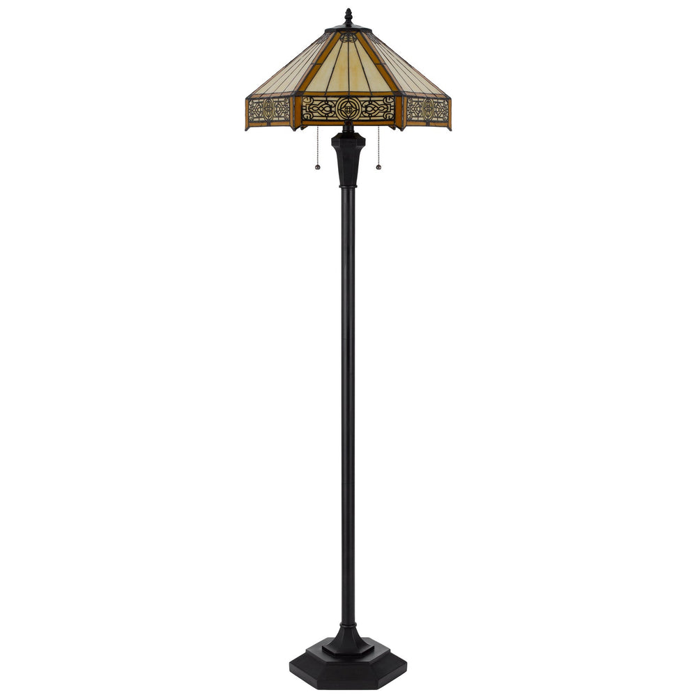 60W X 2 METAL/RESIN TIFFANY TABLE LAMP WITH PULL CHAIN SWITCHES Cal Lighting