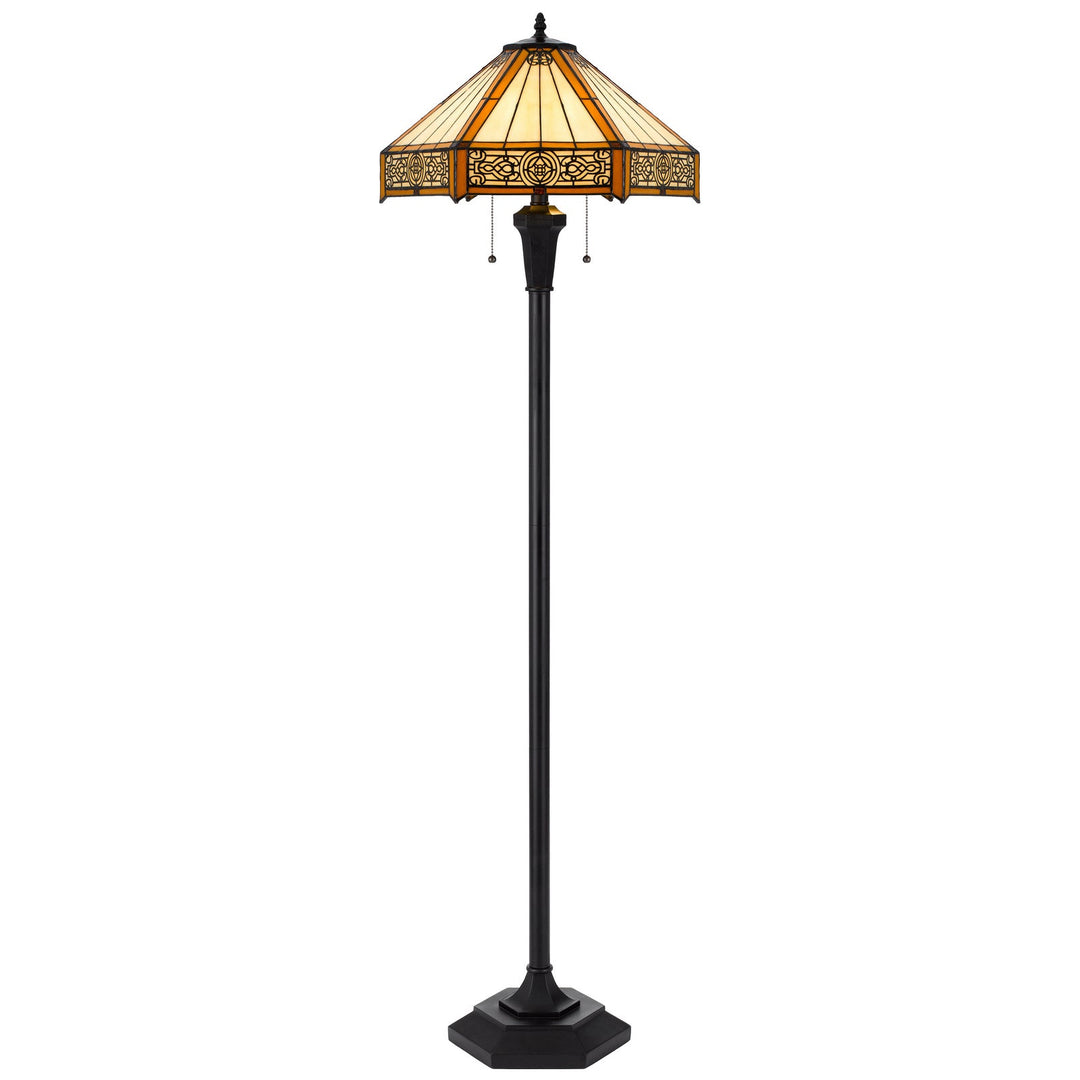 60W X 2 METAL/RESIN TIFFANY TABLE LAMP WITH PULL CHAIN SWITCHES Cal Lighting