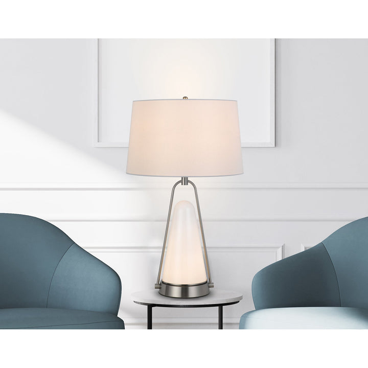100W BIRCHMORE METAL/GLASS TABLE LAMP WITH BUILT IN LED NIGHT LIGHT Cal Lighting