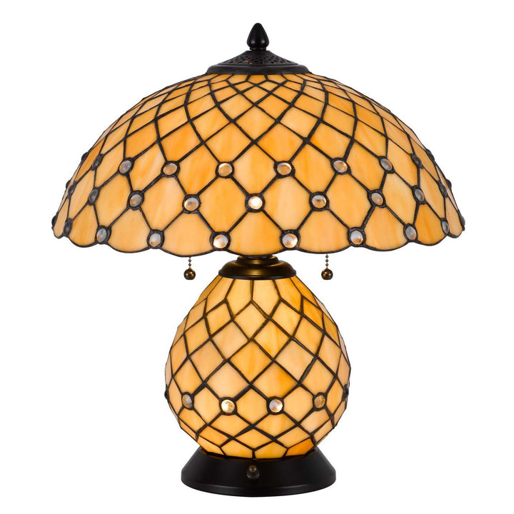 60W X 2 VALETTA TIFFANY TABLE LAMP WITH 2W INTEGRATED LED NIGHT LIGHT Cal Lighting