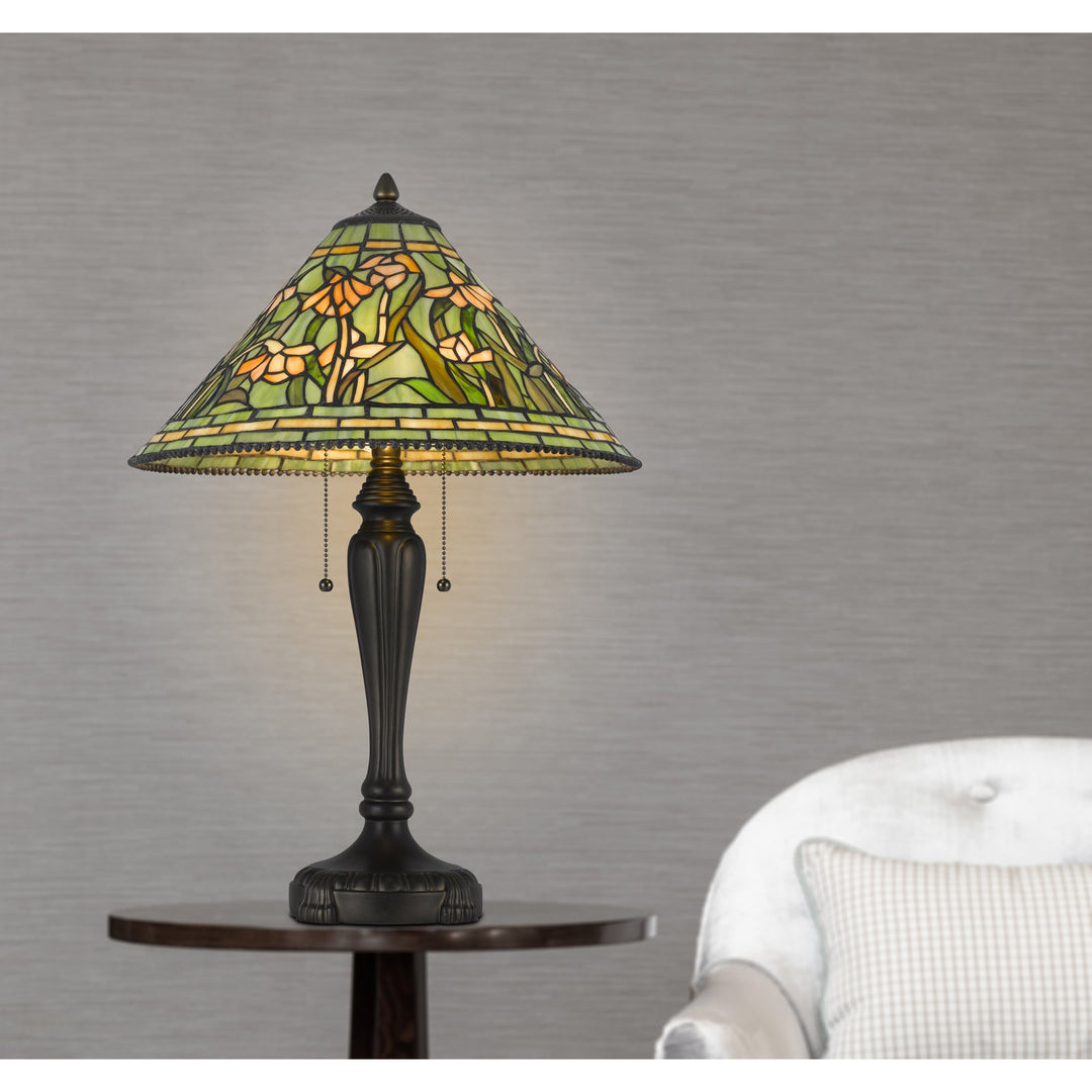 60W X 2 MILWOOD TIFFANY TABLE LAMP Cal Lighting