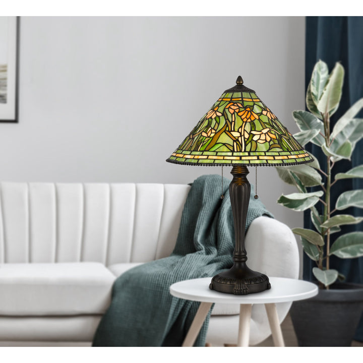 60W X 2 MILWOOD TIFFANY TABLE LAMP Cal Lighting