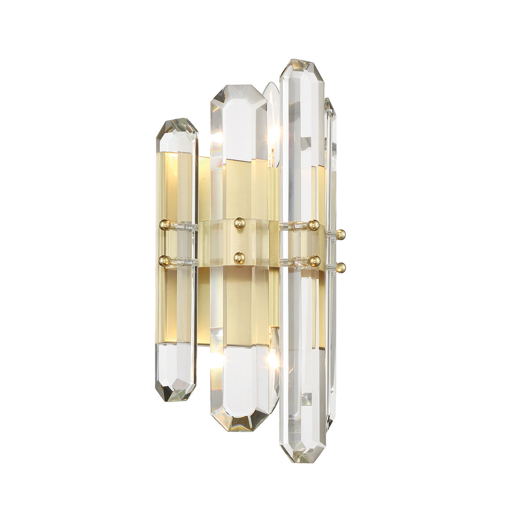 Bolton 2 Light Aged Brass Sconce Crystorama