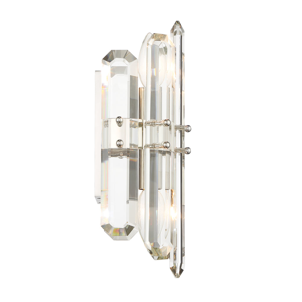 Bolton 2 Light Polished Nickel Sconce Crystorama