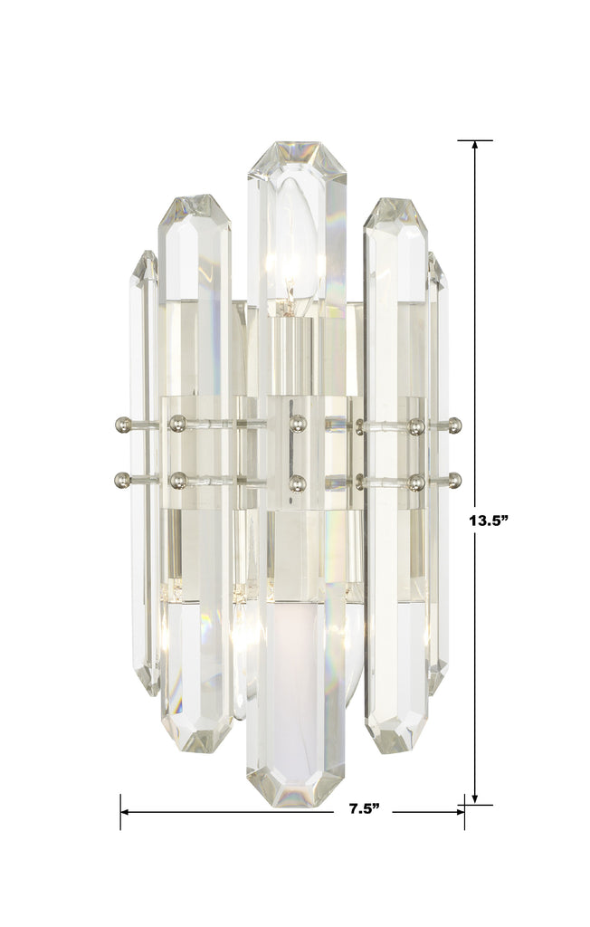 Bolton 2 Light Polished Nickel Sconce Crystorama