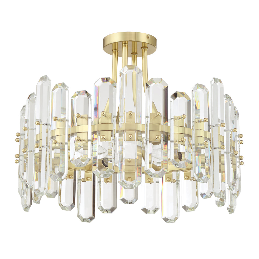 Crystorama Crystorama Bolton 4 Light Aged Brass Semi Flush Mount