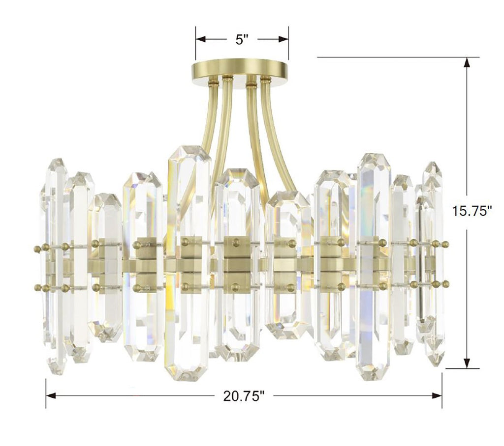 Crystorama Crystorama Bolton 4 Light Aged Brass Semi Flush Mount