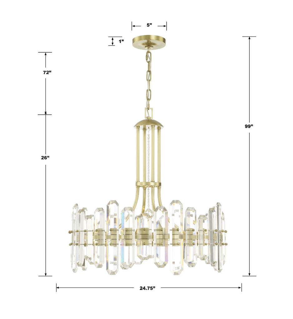 Bolton 8 Light Aged Brass Chandelier Crystorama