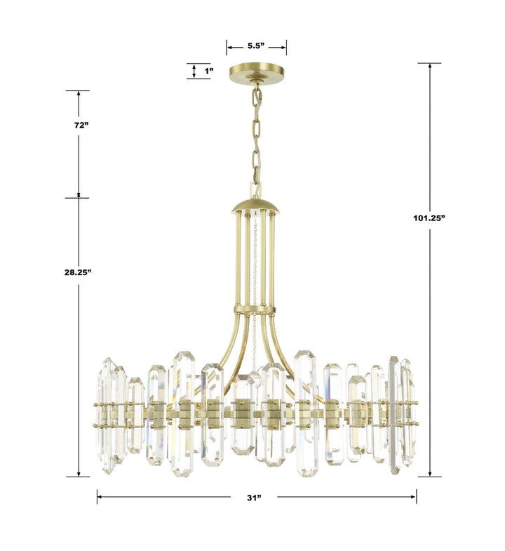 Bolton 12 Light Aged Brass Chandelier Crystorama