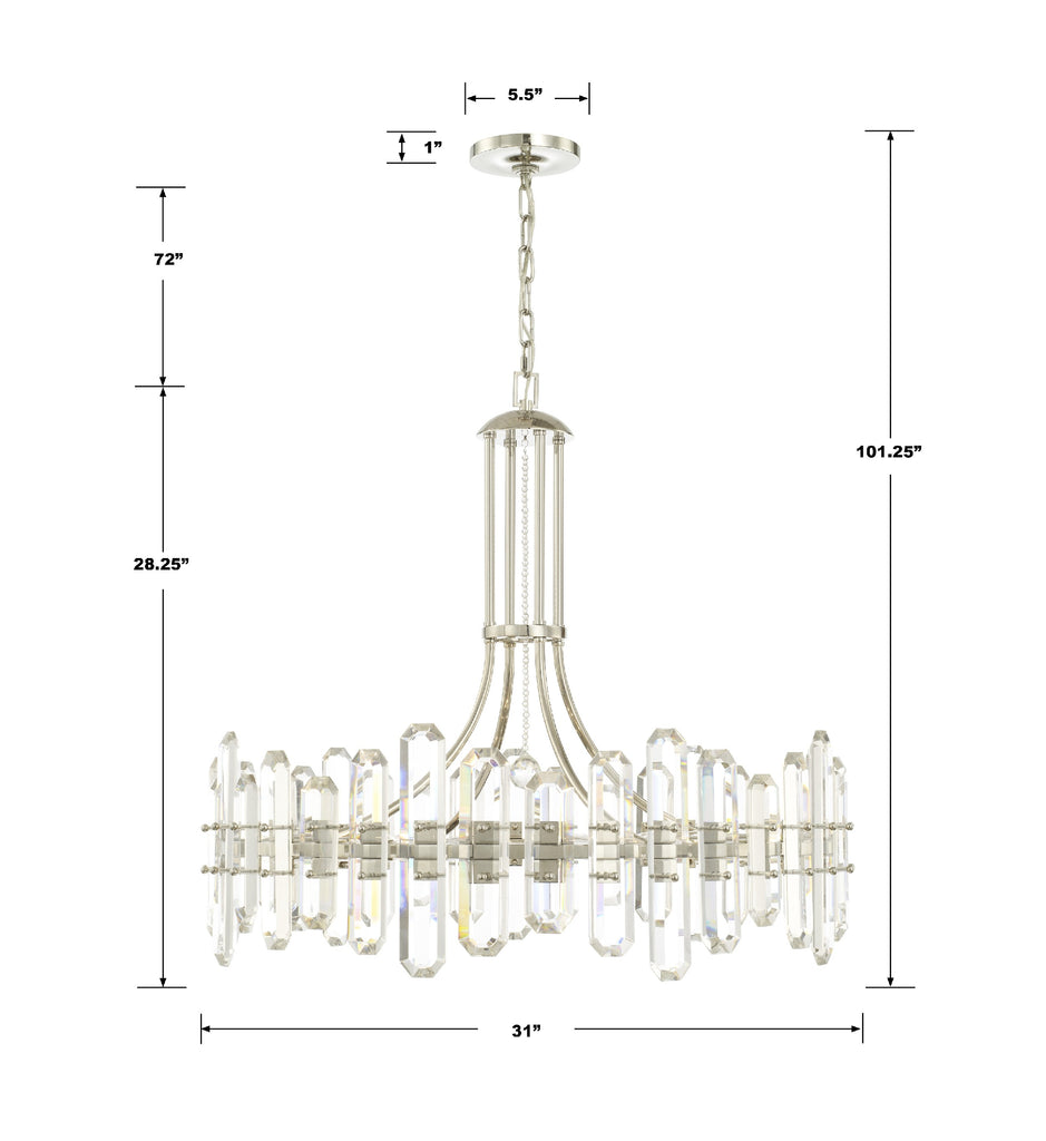 Bolton 12 Light Polished Nickel Chandelier Crystorama