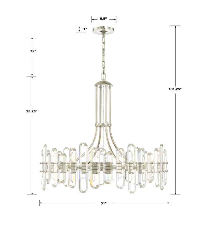 Bolton 12 Light Polished Nickel Chandelier Crystorama