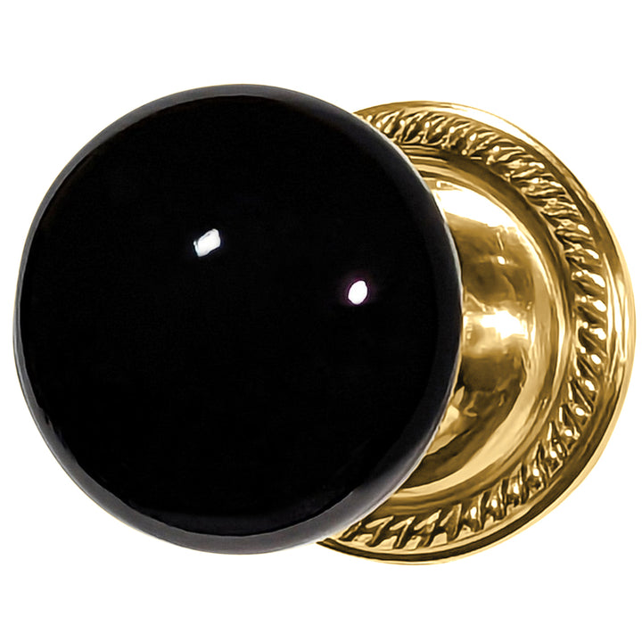Georgian Roped Rosette Door Set with Black Porcelain Door Knobs (Several Finishes Available)