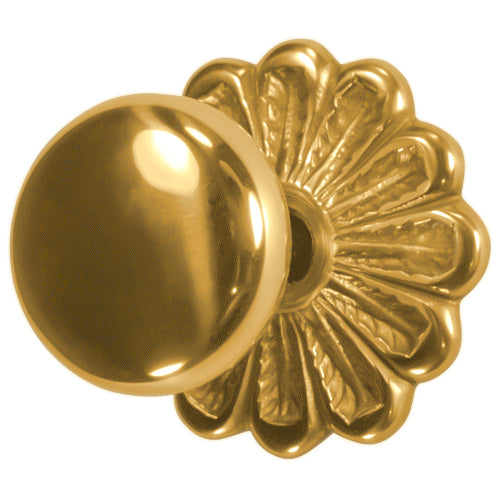 Maltesia Flower Rosette Door Set with Round Brass Door Knobs (Several Finishes Available)