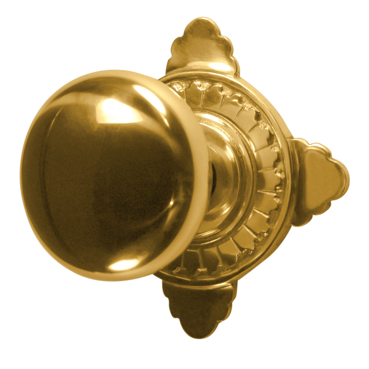 Art Deco Rosette Door Set with Round Brass Door Knobs (Several Finishes Available)