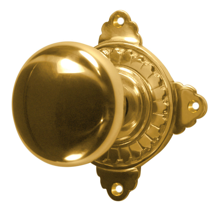 Art Deco Rosette Door Set with Round Brass Door Knobs (Several Finishes Available)