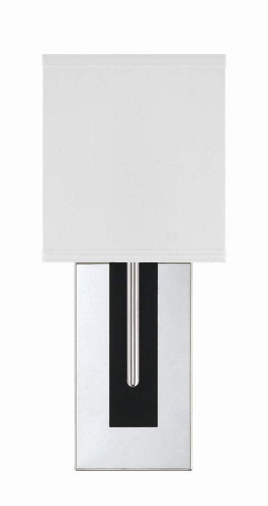 Brent 1 Light Polished Nickel + Black Forged Sconce Crystorama