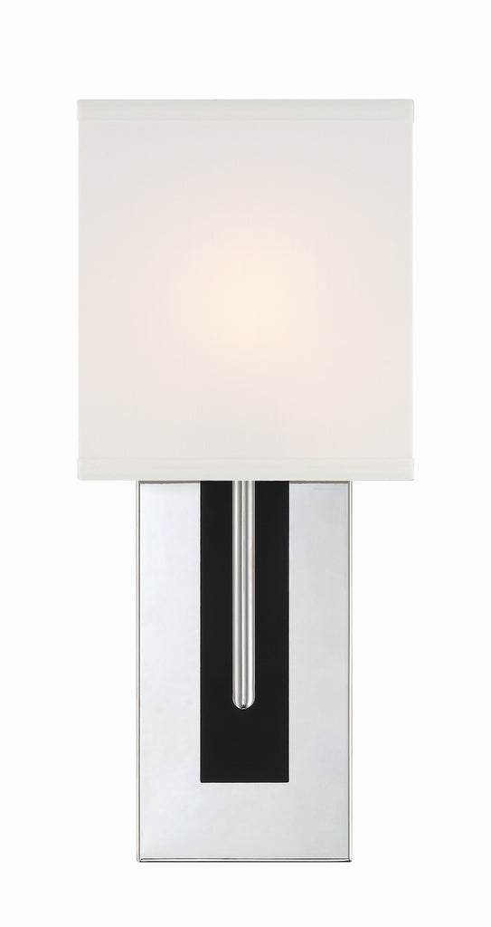 Brent 1 Light Polished Nickel + Black Forged Sconce Crystorama