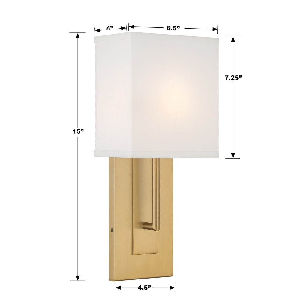 Brent 1 Light Vibrant Gold Sconce Crystorama