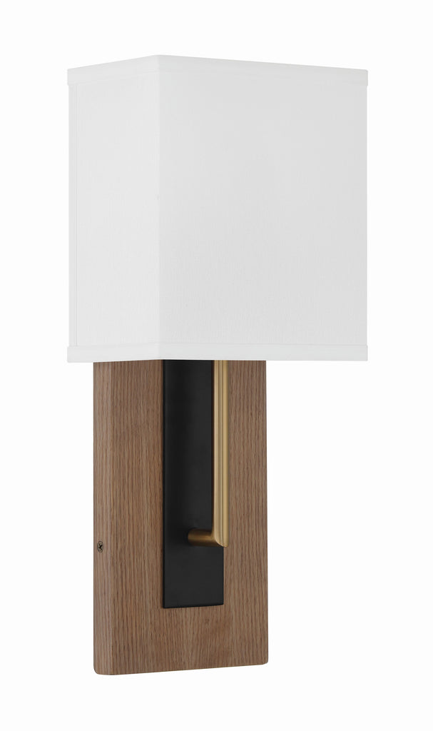 Brent 1 Light Matte Black + Vibrant Gold Sconce Crystorama