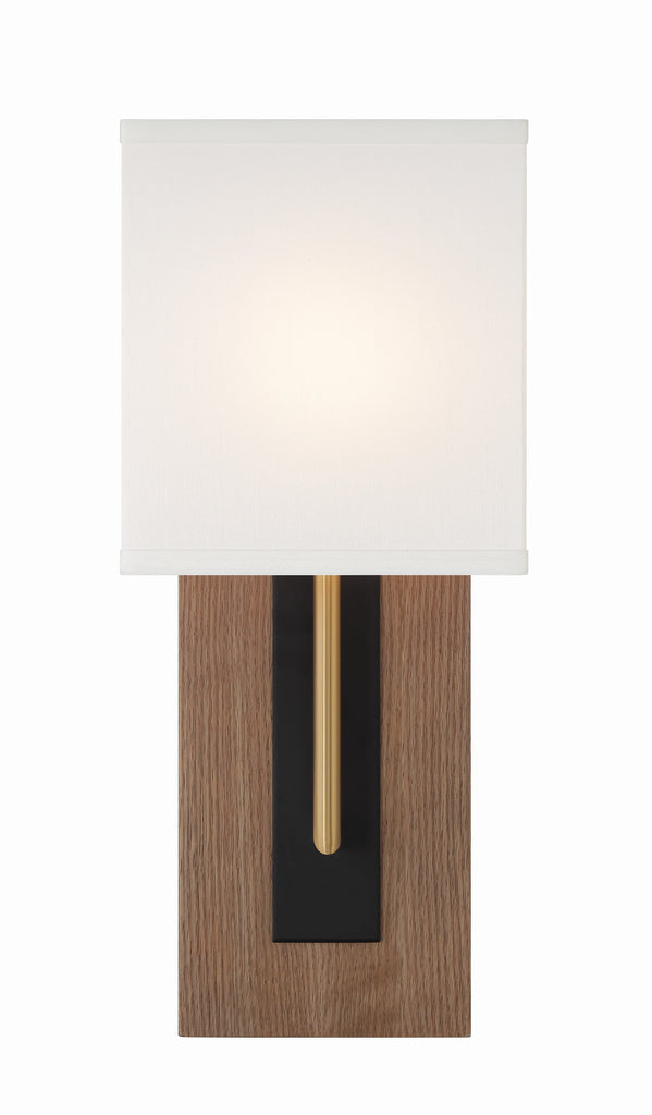 Brent 1 Light Matte Black + Vibrant Gold Sconce Crystorama