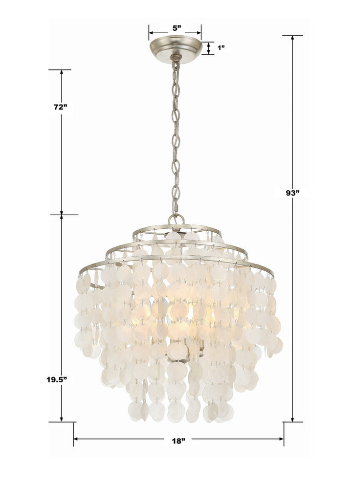 Brielle 4 Light Antique Silver Chandelier Crystorama