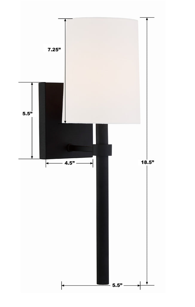 Bromley 1 Light Black Forged Sconce Crystorama