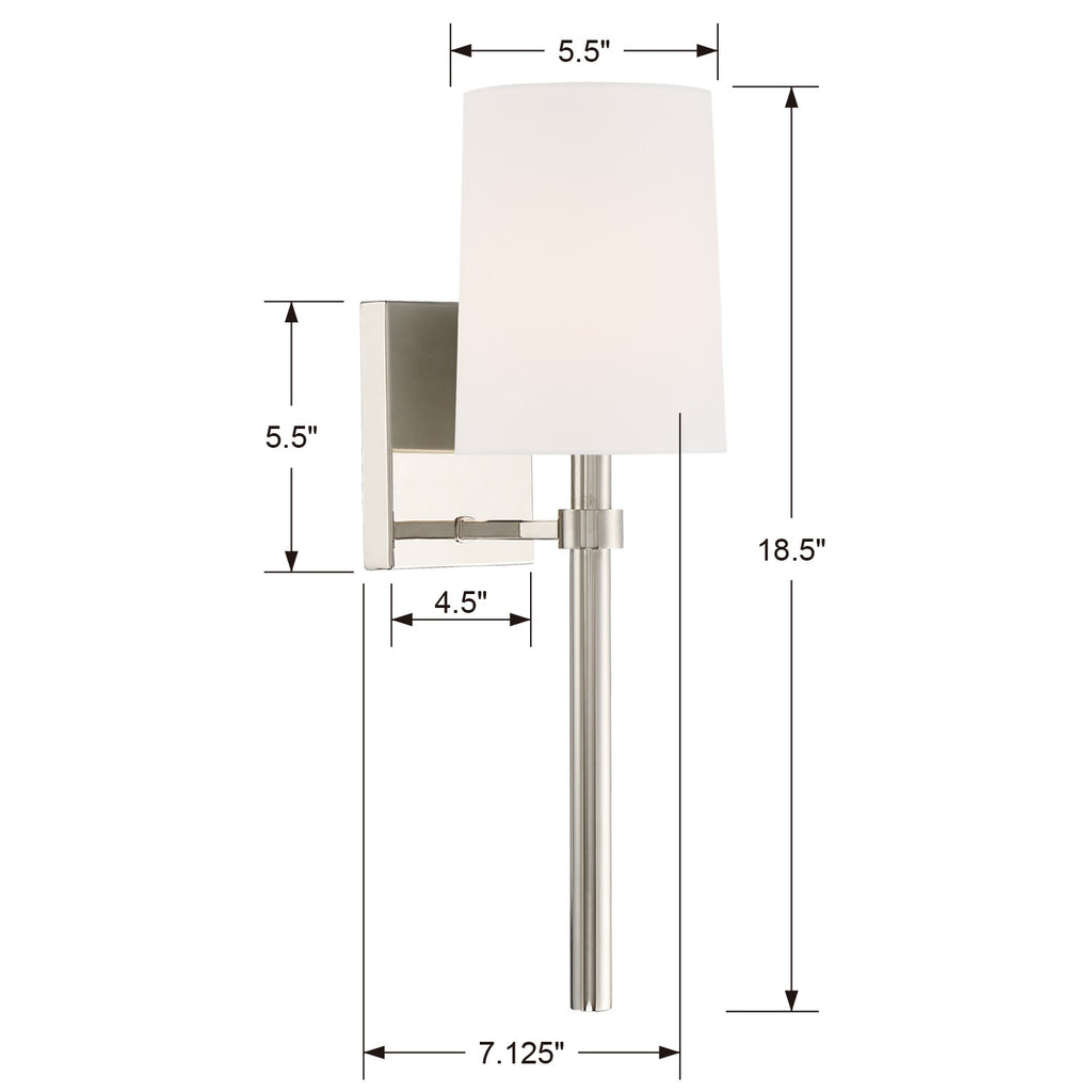 Bromley 1 Light Polished Nickel Sconce Crystorama