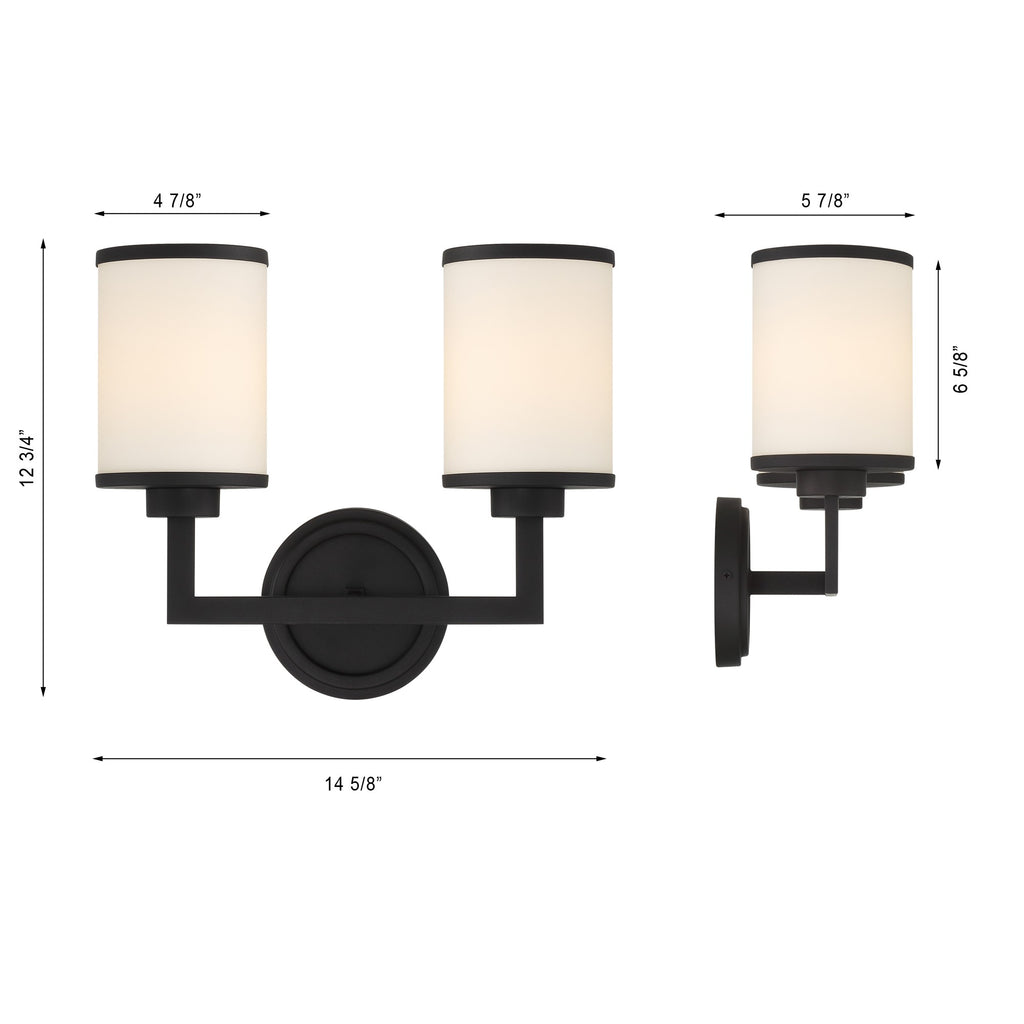 Bryant 2 Light Black Forged Sconce Crystorama