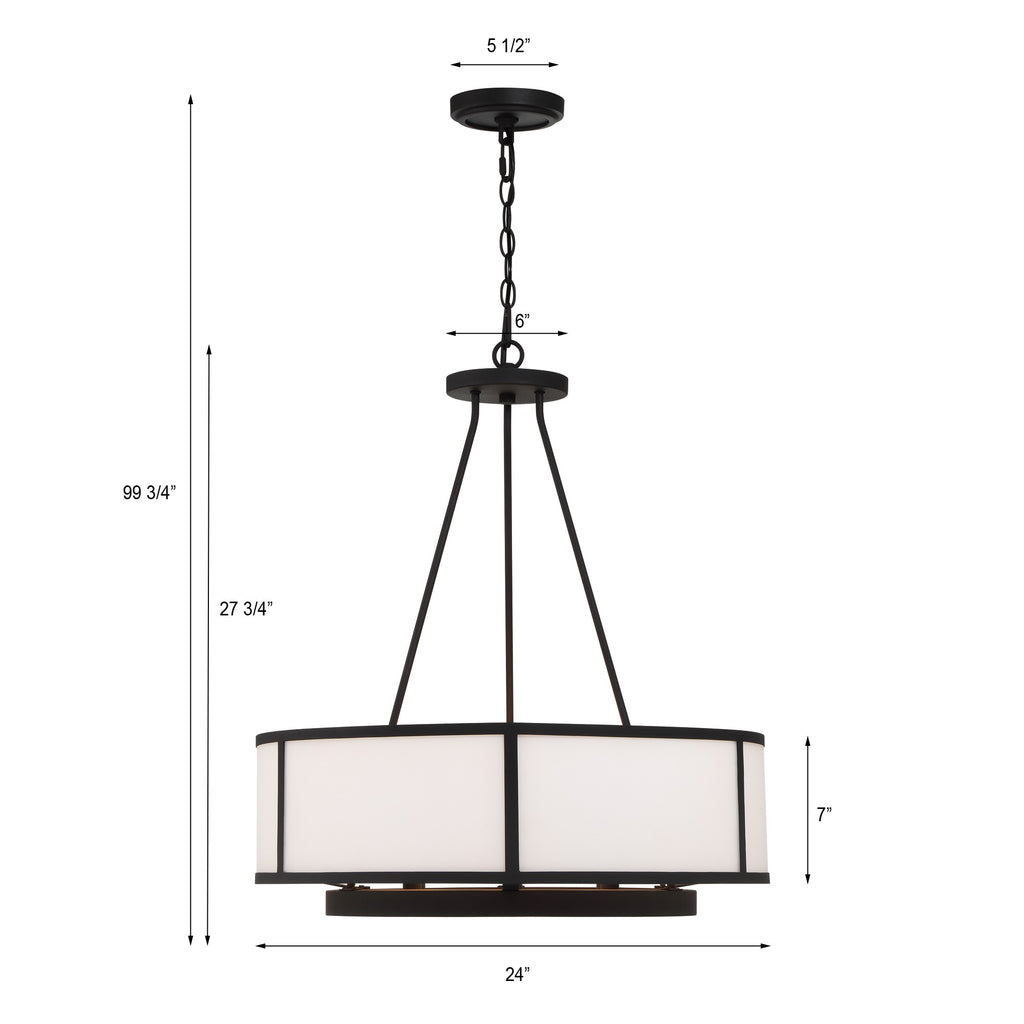 Bryant 6 Light Black Forged Chandelier Crystorama