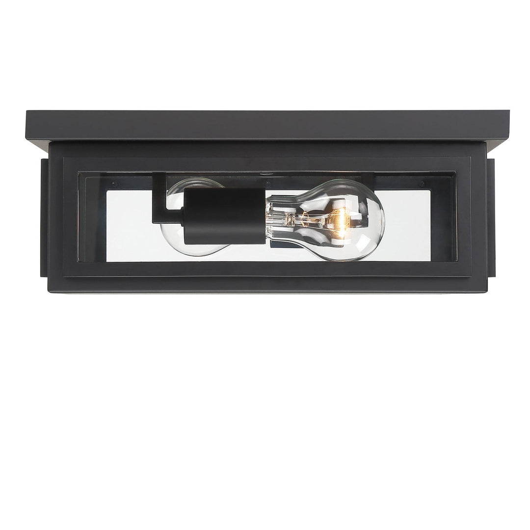 Byron 2 Light Matte Black Outdoor Flush Mount Crystorama