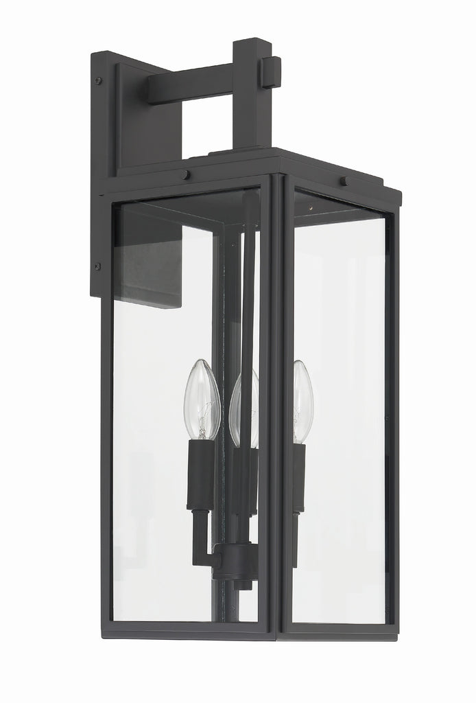 Byron 3 Light Matte Black Outdoor Sconce Crystorama