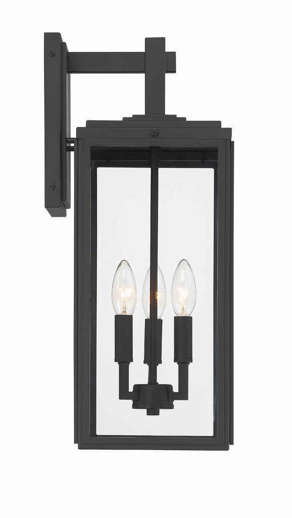 Byron 3 Light Matte Black Outdoor Sconce Crystorama