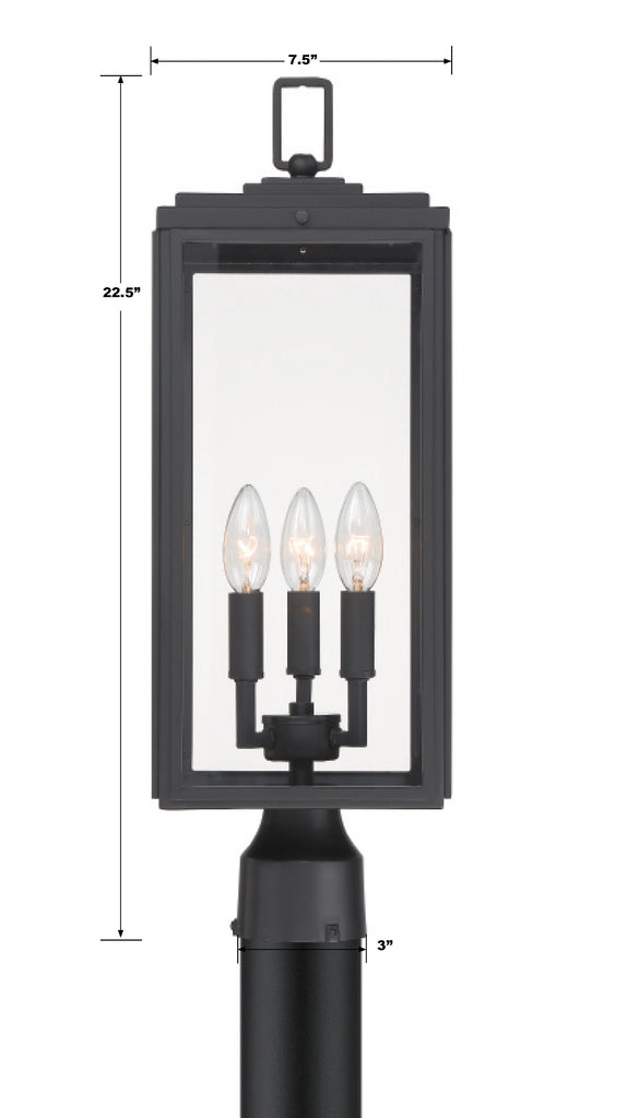 Crystorama Crystorama Byron 3 Light Matte Black Outdoor Post