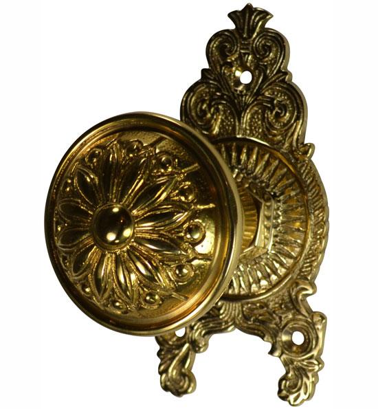 ##Antique Hardware## Ornate Victorian Rosette Door Set with Floral Imprint Door Knobs (Several Finishes Available)