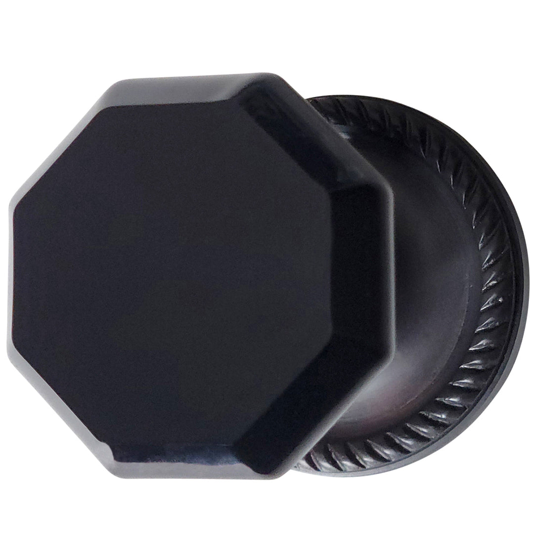 Georgian Roped Rosette with Black Octagon Crystal Door Knobs (Several Finishes Available) COPPER MOUNTAIN HARDWARE