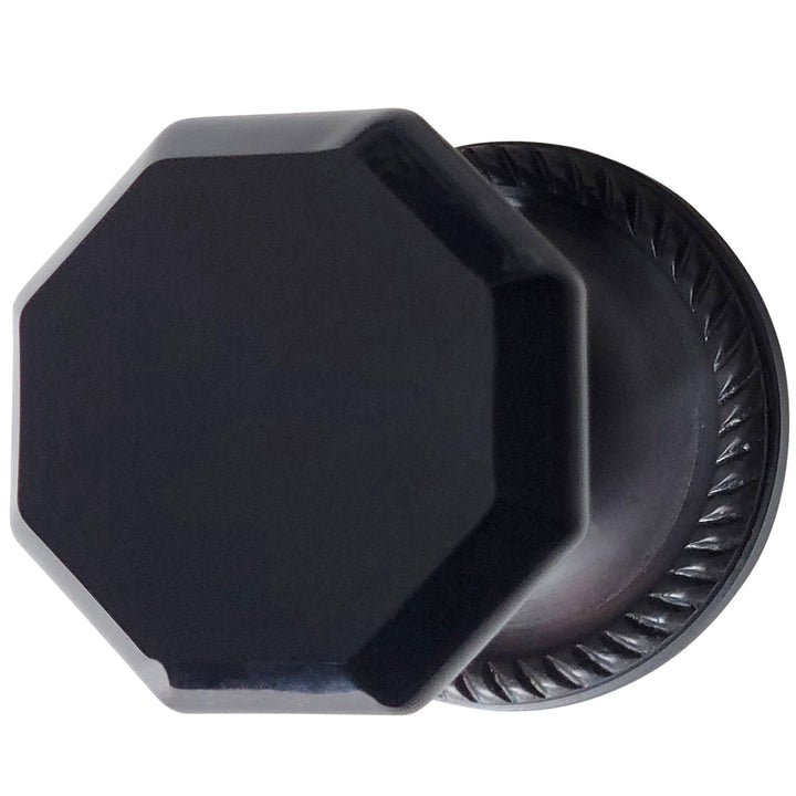 Georgian Roped Rosette with Black Octagon Crystal Door Knobs (Several Finishes Available) COPPER MOUNTAIN HARDWARE