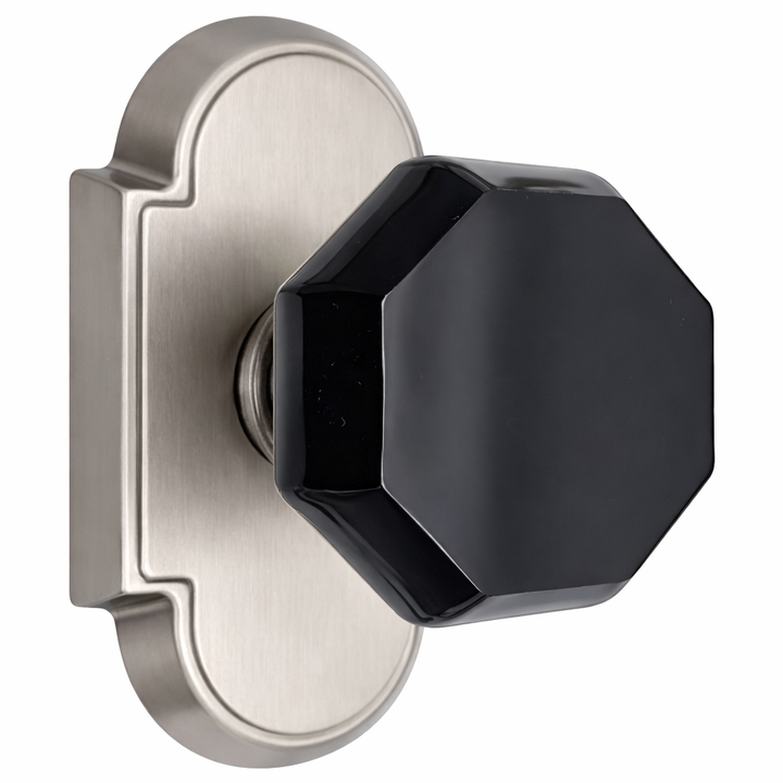 Magnifique® Arched Door Set with Black Glass Octagon Knobs (Several Finishes Available)