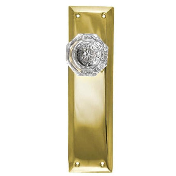 Quaker Backplate Door Set with Octagon Crystal Door Knobs (Several Finishes Available) COPPER MOUNTAIN HARDWARE