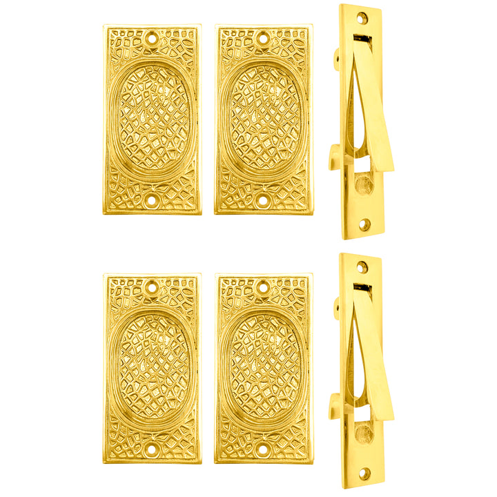 Arts & Crafts Pattern Pocket Door Set (Several Finishes Available)