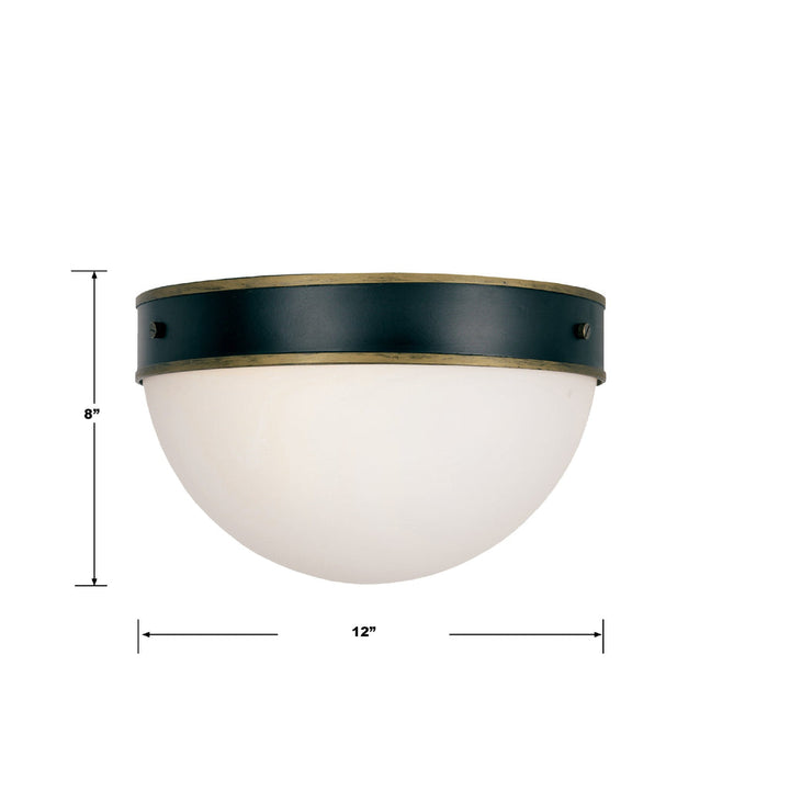 Brian Patrick Flynn Capsule 2 Light Matte Black + Textured Gold Outdoor Flush Mount Crystorama