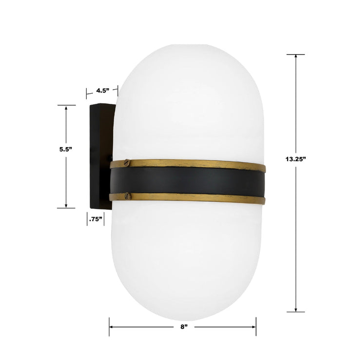 Brian Patrick Flynn Capsule 2 Light Matte Black + Textured Gold Outdoor Sconce Crystorama