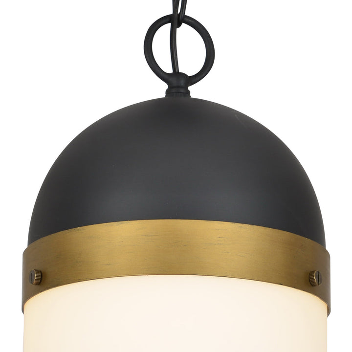 Brian Patrick Flynn Capsule 1 Light Matte Black + Textured Gold Outdoor Pendant Crystorama