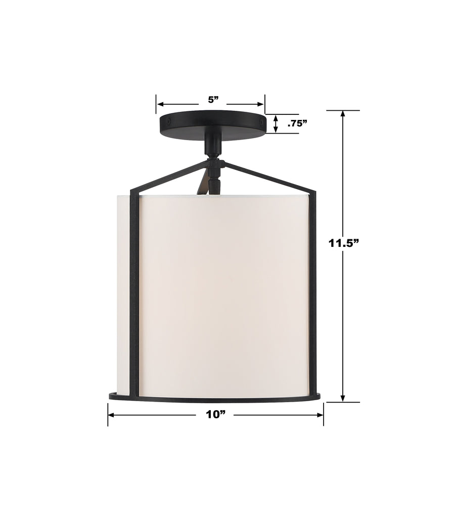 Crystorama Crystorama Carlyn 1 Light Black Semi Flush Mount