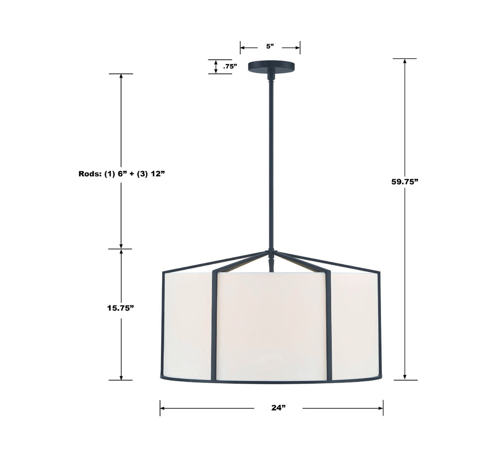 Carlyn 6 Light Black Chandelier Crystorama