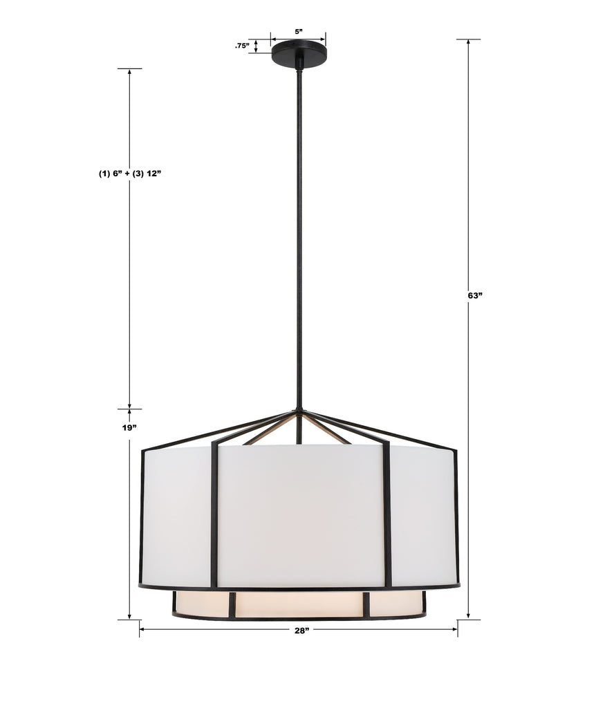 Carlyn 6 Light Black Chandelier Crystorama