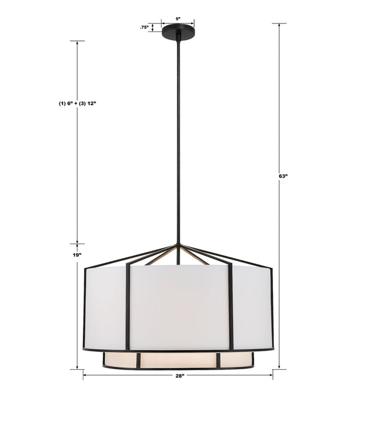 Carlyn 6 Light Black Chandelier Crystorama