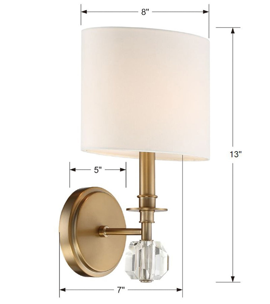 Chimes 1 Light Aged Brass Sconce Crystorama